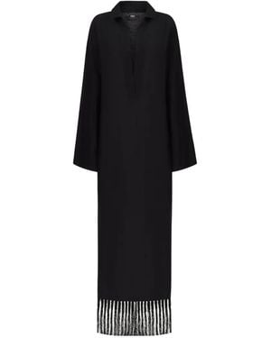 Taller Marmo Bordighera Fringed-Hem Maxi Dress - Black