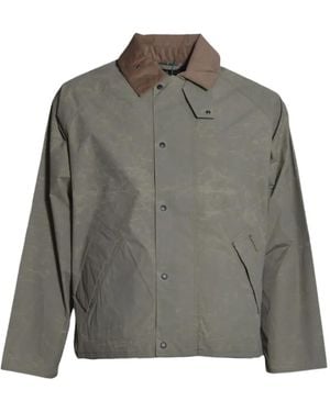 Barbour Jacke Mit Cordkragen Und Druckknöpfen - Grau