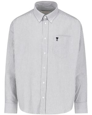 Ami Paris Camicia Ami De Coeur A Righe - Grigio