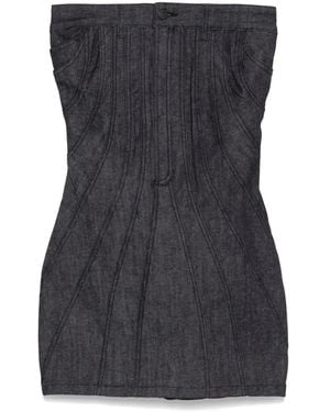 Mugler Strapless Denim Mini Dress - Blue