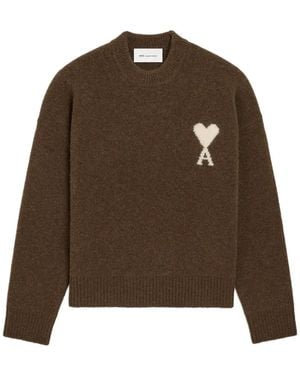 Ami Paris Ami De Coeur Intarsien-Pullover - Braun