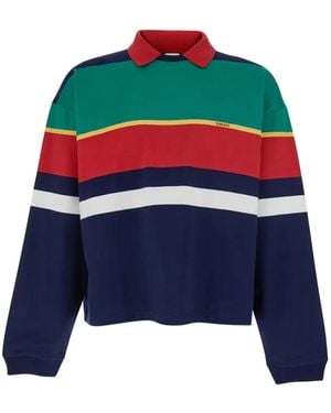 Versace Sweater Met Logodetail En Streep - Blauw
