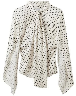Stella McCartney Polka-Dot Pussy-Bow Blouse - White