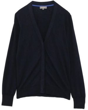 N.Peal Cashmere V-Neck Long-Sleeve Cardigan - Blue