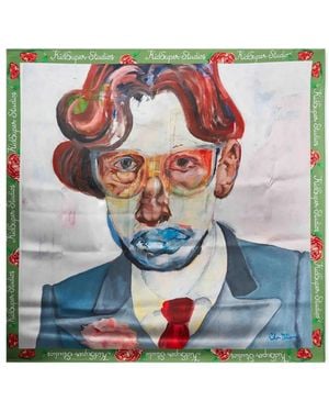 Kidsuper Jack Graphic-Print Silk Scarf - Blue