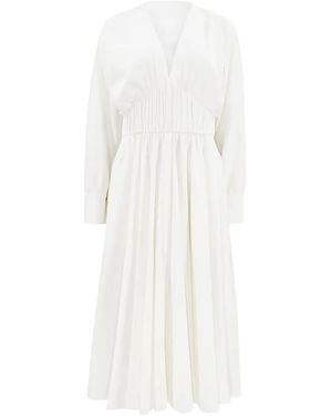Alexis Viro V-Neck Gathered Midi Dress - White