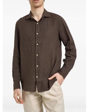 MC2 Saint Barth Long-Sleeve Button-Down Linen Shirt - Brown