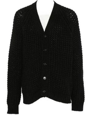 Roberto Collina Waffle-Knit Raglan-Sleeve Cardigan - Black