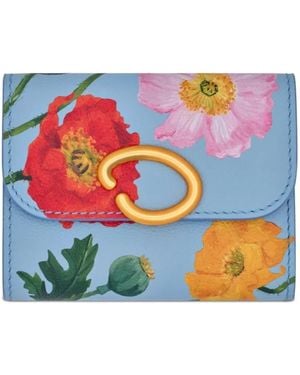 Oscar de la Renta Poppy-Printed Trifold Wallet - Blue