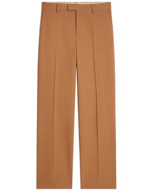 Dries Van Noten Long Straight-Leg Wool Trousers - Brown