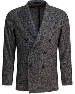 Tagliatore Double-breasted textured jacket - Schwarz