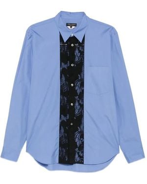 Comme des Garçons Chemise À Empiècements En Dentelle Et Effet Superposé - Bleu