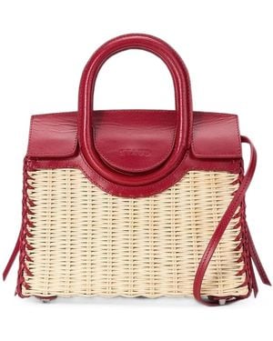 STAUD Maude Mini Wicker Tote Bag - Pink