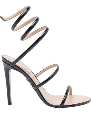 Rene Caovilla Cleo Spiral-Wrap Patent-Leather Sandals - Black