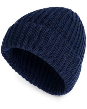 Malo Ribbed-Knit Cashmere Beanie Hat - Blue