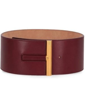 Tom Ford T-Clasp Leather Belt - Purple