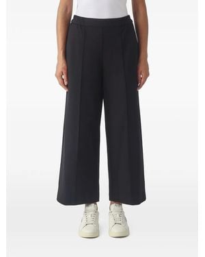 MEIMEIJ Elasticated-Waistband Pressed-Crease Trousers - Black