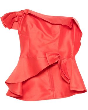Gemy Maalouf Ruffled One-Shoulder Top - Red