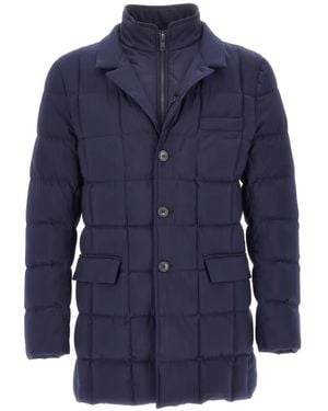 Fay Quilted Single-Breasted Coat - Blue