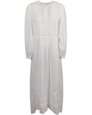 Isabel Marant Pleated Lace-Inserts Day Dress - Gray