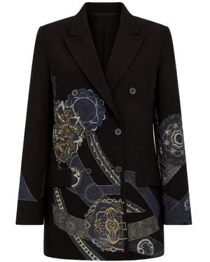 Ibrigu Double-Breasted Patchwork Jacket - Black