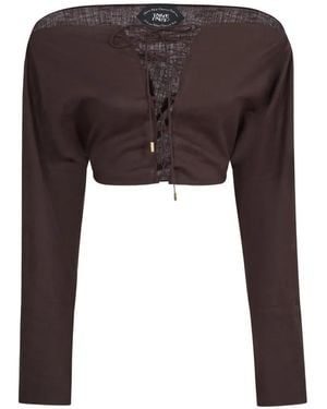 Taller Marmo Mila Desert Lace-Up Blouse - Black