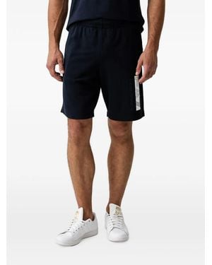 EA7 Logo-Print Elasticated-Waist Shorts - Black