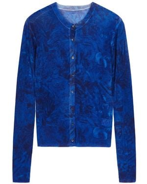 JNBY Abstract-Print Wool Cardigan - Blue