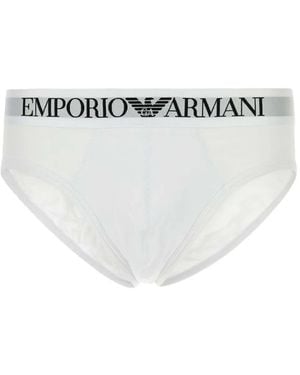 Emporio Armani Stretch-Cotton Briefs - White