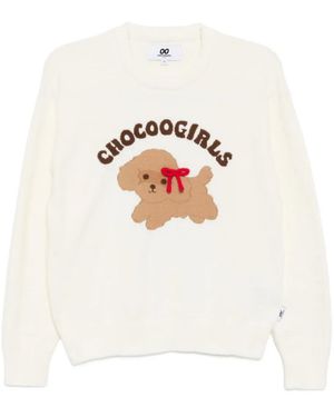 Chocoolate Puupy-Print Jumper - White