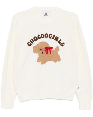 Chocoolate Pullover Mit Welpen-Print - Weiß
