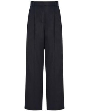 Another Tomorrow Pleated Wide-Leg Trousers - Blue