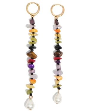 Bimba Y Lola Pendientes De Aro Con Gemas - Blanco