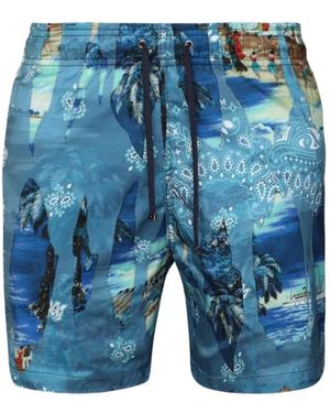Amiri Bandana Print Swim Trunks - Blue