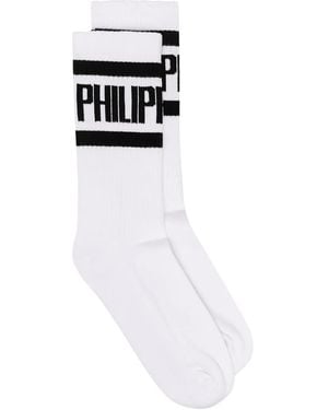 Philipp Plein Logo-Print Socks - White
