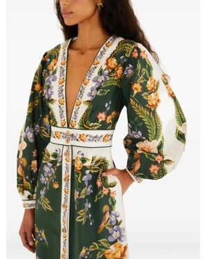 FARM Rio Nature V-Neck Buttoned Maxi Dress - Green