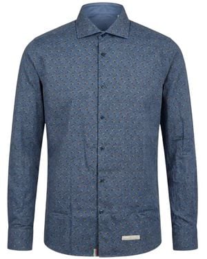 Tintoria Mattei 954 Floral-Print Long-Sleeve Shirt - Blue