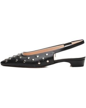 Poche Paris Studded Slingback Court Shoes - White