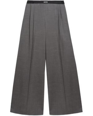 MSGM Pantalon À Logo Imprimé - Grey