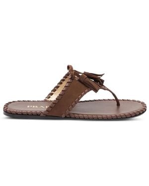 Prada Gewebte Sandalen mit Quasten - Braun