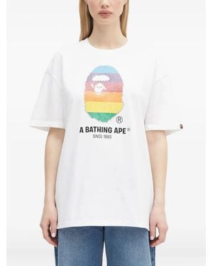 A Bathing Ape Camiseta con detalle de arcoíris - Blanco
