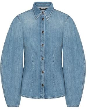 ROTATE BIRGER CHRISTENSEN Denim Fitted Shirt Light Denim - Blue