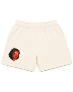 Melt Graphic-Print Track Shorts - Natural