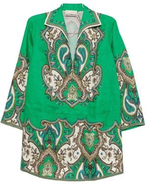 ALÉMAIS Porter Paisley-Print Mini Dress - Green