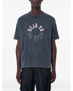 ACHM Graphic-Print Cotton T-Shirt - Blue
