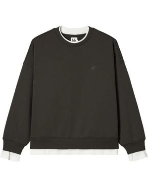 B+ AB Layered-Effect Logo-Embroidered Sweater - Black