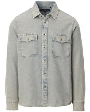 Rag & Bone Button-Down Denim Shirt - Gray
