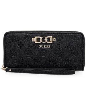 Guess Anise Monogram-Debossed Logo-Plaque Wallet - Black