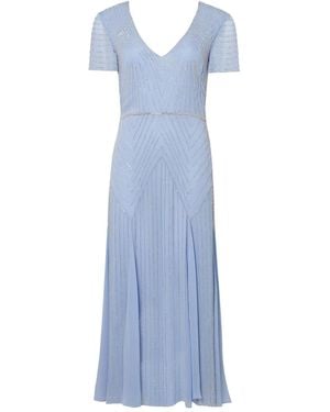 Temperley London Beaded V-Neck Midi Dress - Blue