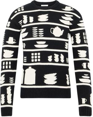 JW Anderson テーブルウェアパターン セーター - ブラック